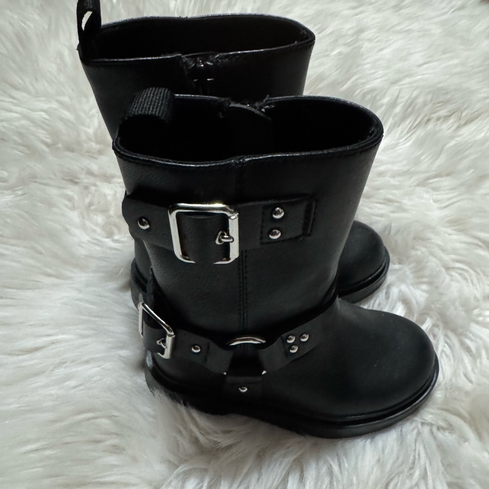 H&M Kids Black Leather Boots size 8.5